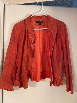 Monterey Bay women’s petite size 14 red suede leather jacket