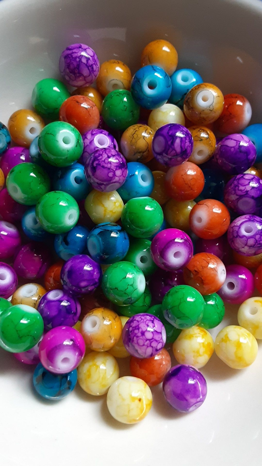 100 pc Mixed Colorful Mottled Glass Beads 8mm