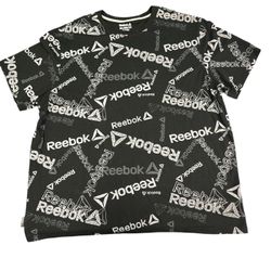 Reebok Mens Identity All Over Print Logo T-Shirt Size 3XL Black