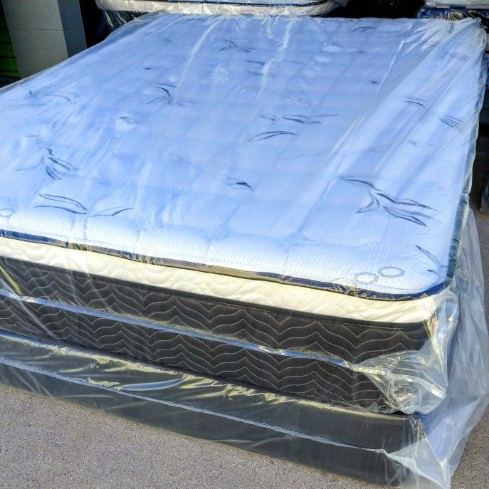 queen orthopedic bamboo pillow top mattress and box spring brand new " all Sizes Available TWIN, FULL, QUEEN, CALK, ELING