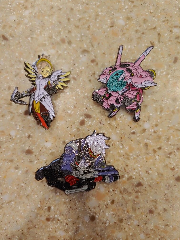 Enamel Overwatch Collection Pins- Mercy, Soldier 76, D.Va