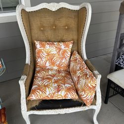 Wing Chairs Large - White Rattan