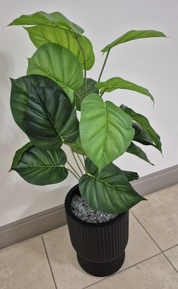 * NEW LOW PRICE * Faux 34" Calathia Potted Plant with Crushed Flourite Stone in a 14" Tall Resin Planter @ Lasting Creations