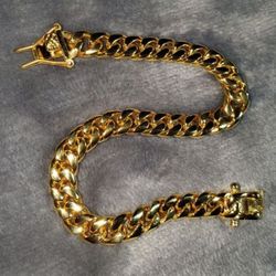 Cuban Link Bracelet 18K 8mm 8.5" Thick Plated Wont Tarnish or Green