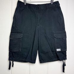 Pro Club Black Cargo Shorts Mens 32 Utility Military Tactical Cotton Drawstring
