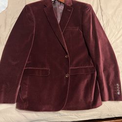 Burgundy velvet dinner jacket suit jacket