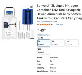 3 Liter Nitrogen Tank