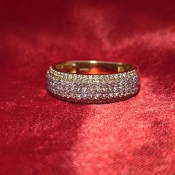 10k Yellow Gold Diamond Round Cut Wedding Band Ring 0.93 ctw