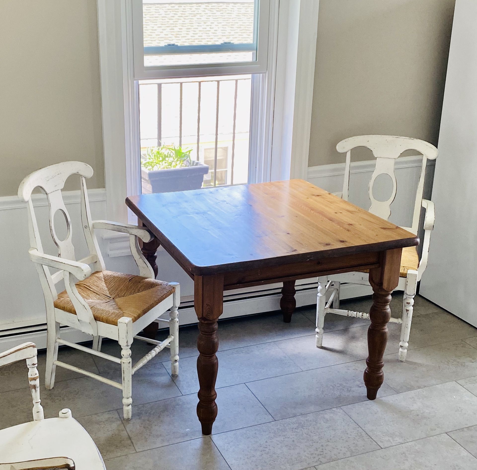 Pottery Barn country kitchen dining table rustic chairs set