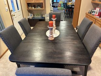 Antique Solid Wood 6 Person Table And Chairs
