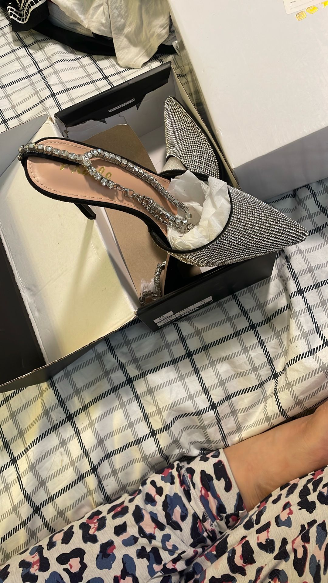 Black Rhinestone heels