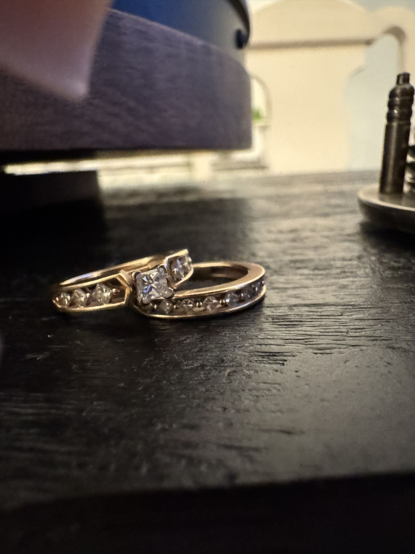Gold Diamond Engagement And Wedding Ring Set