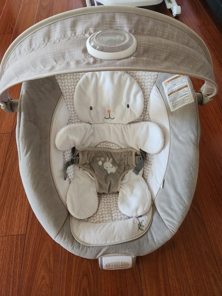 Ingenuity InLighten Baby Bouncer Seat, Light Up Toy Bar, Bunny Tummy
Time Pillow Mat - Twinkle Tails