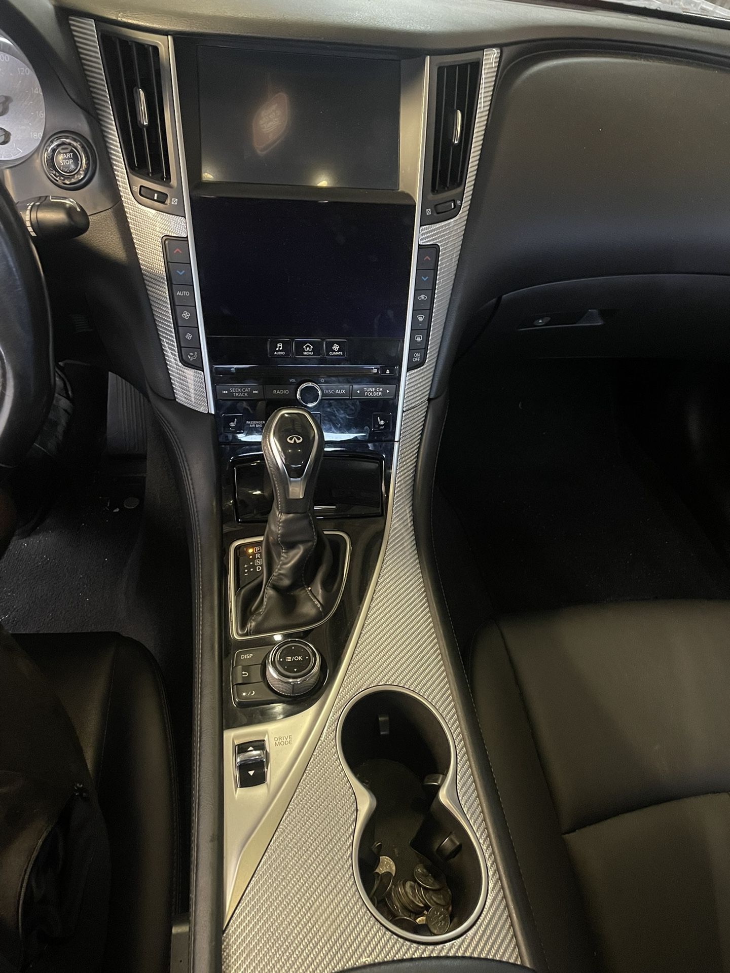 2014 - 2022 Infiniti Q50 Q60 Center Console Carbon Fiber Trim Silver sport