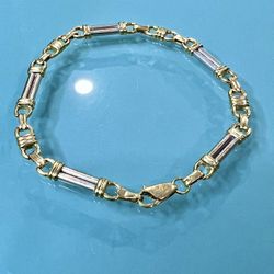 💛 Stunning Two Tone, 14 Karat Gold Unisex Bracelet