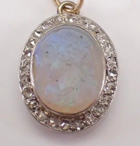 Antique Victorian Opal Pendant with Chain