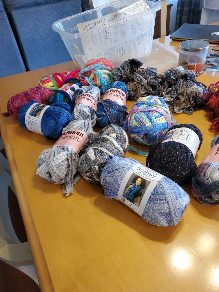 ASSORTMENT OF YARN SOME INCLUDED BRANDS SASHAY, PATONS PIROUETTE