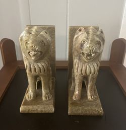 Old Marble Lions  bookends