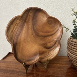 Vintage Boho MCM Jungalow Farmhouse Monkey Pod Wood Serving Tray