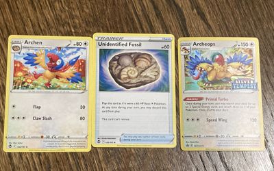 Pokmon 3 Cards Archeops Archen Unidentified Fossil Evolution Game Set Type  Silv for Sale in North Springfield, VA - OfferUp