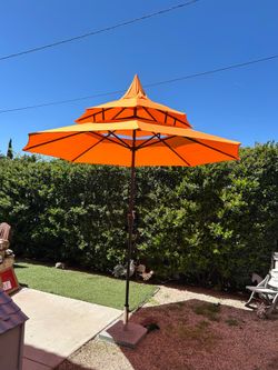9" ft pagoda market umbrella patio color: Orange base not included
