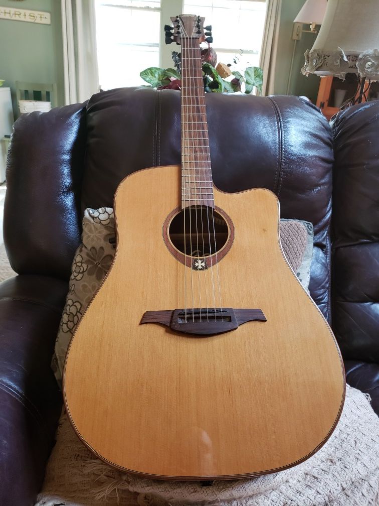 Lag t100dce acoustic electric guitar fresh setup