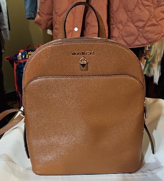 Michael Kors Tan Leather Backpack With Matching Belt  Size Large