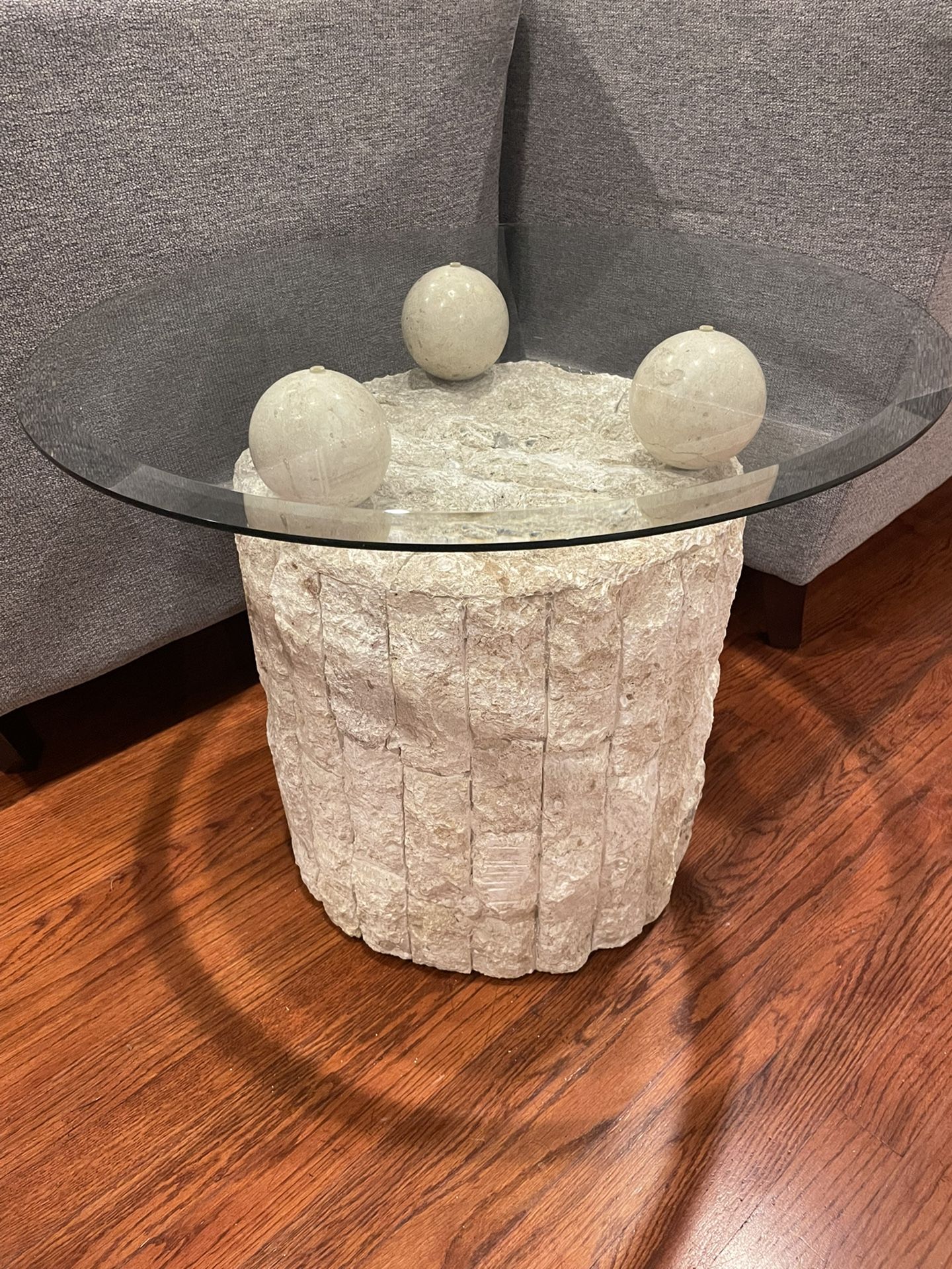 1980 Natural Mactan Stone Side Table