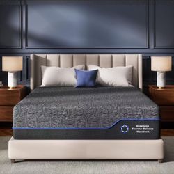 Marsail King Size 12” Memory Foam Mattress Medium-Firm Mattress with Cooling Gel, Graphene Fabric, CertiPUR-US Certified, Fiberglass-Free, Pressure Re