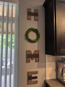 Home Wooden Letter Sign with Wreath