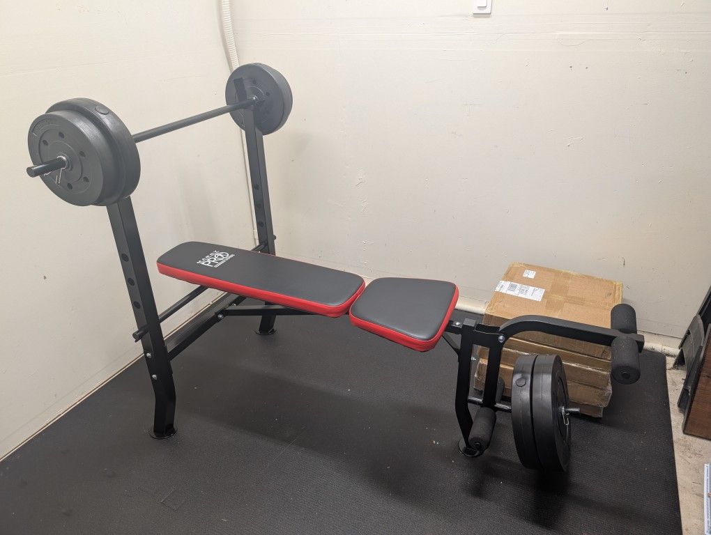 Marcy Weight Bench with 100 lbs Weight, 1" Bar