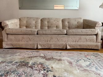 Vintage Floral Tufted Three-Seat Sofa
