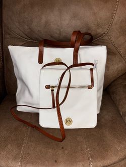 Joy Mangano White Tote Bag with Crossbody Matching