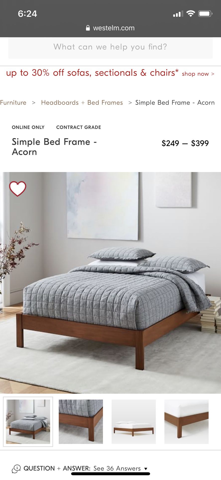 West elm queen bed frame (free queen mattress included)
