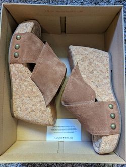 Lucky Brand Suede Wedge Heels Size 7.5