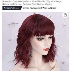 Curly Bob Wine Wig 