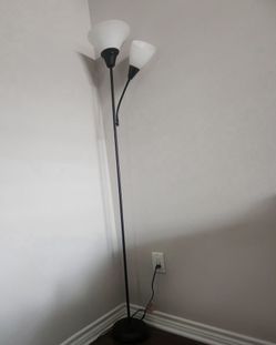 Black Floor Lamp with Adjustable Reading Light (Bulbs Included)