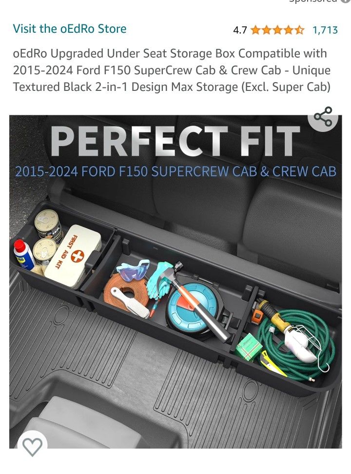 oEdRo Upgraded Under Seat Storage Box Compatible with 20152024 Ford F150 SuperCrew Cab & Crew