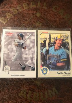 2002 Fleer Greats⚾️ ROBIN YOUNT⚾️ BASE BASEBALL CARD #66 ⚾️Milwaukee Brewers ⚾️& ⭐️ROBIN YOUNT⭐️ 1983 FLEER BASEBALL CARD-#51