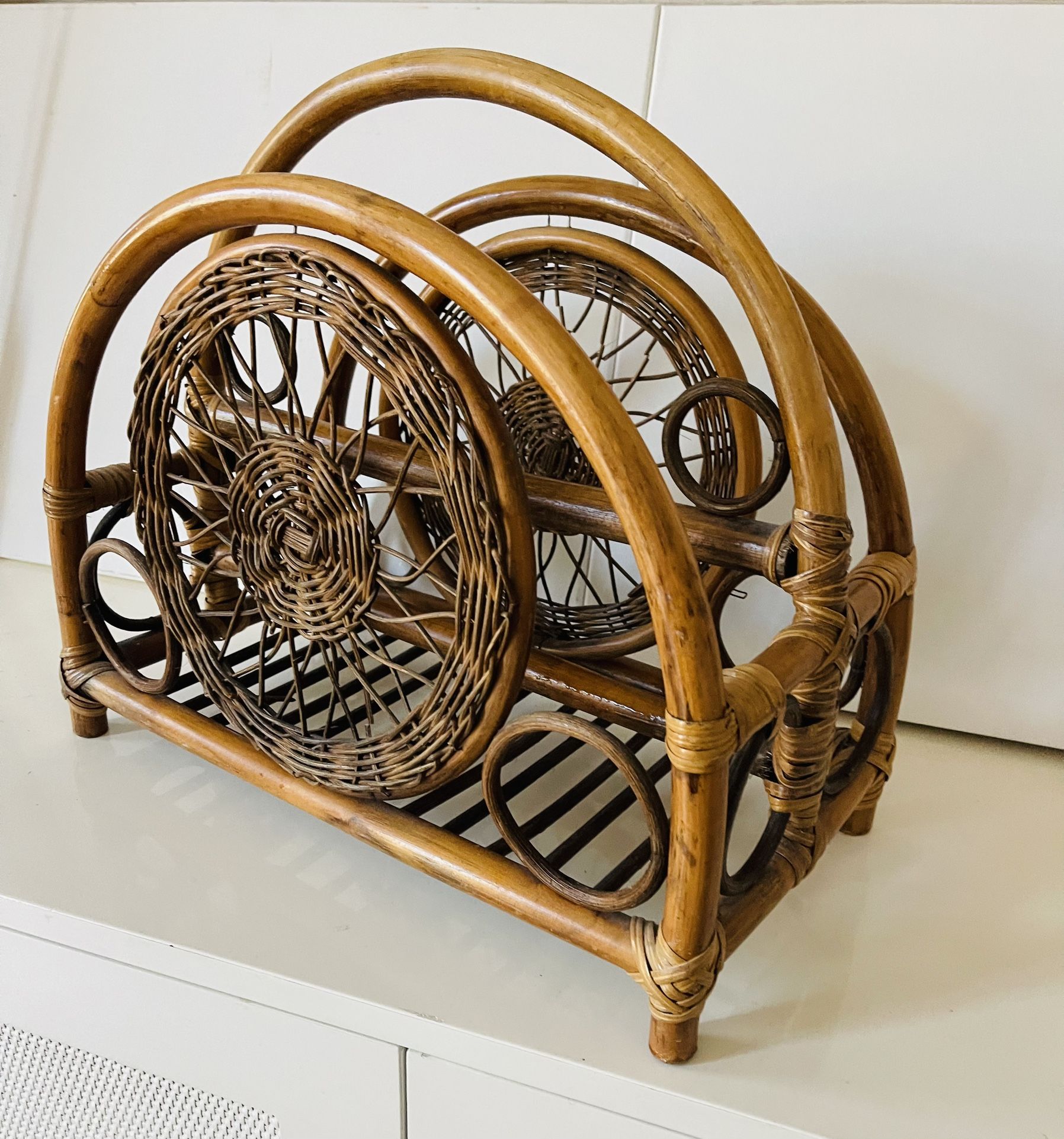 Mcm Bamboo Rattan Magazine Rack