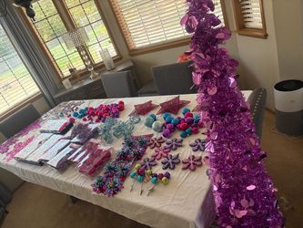 Purple Tinsel Christmas Tree with Ornament Bundle