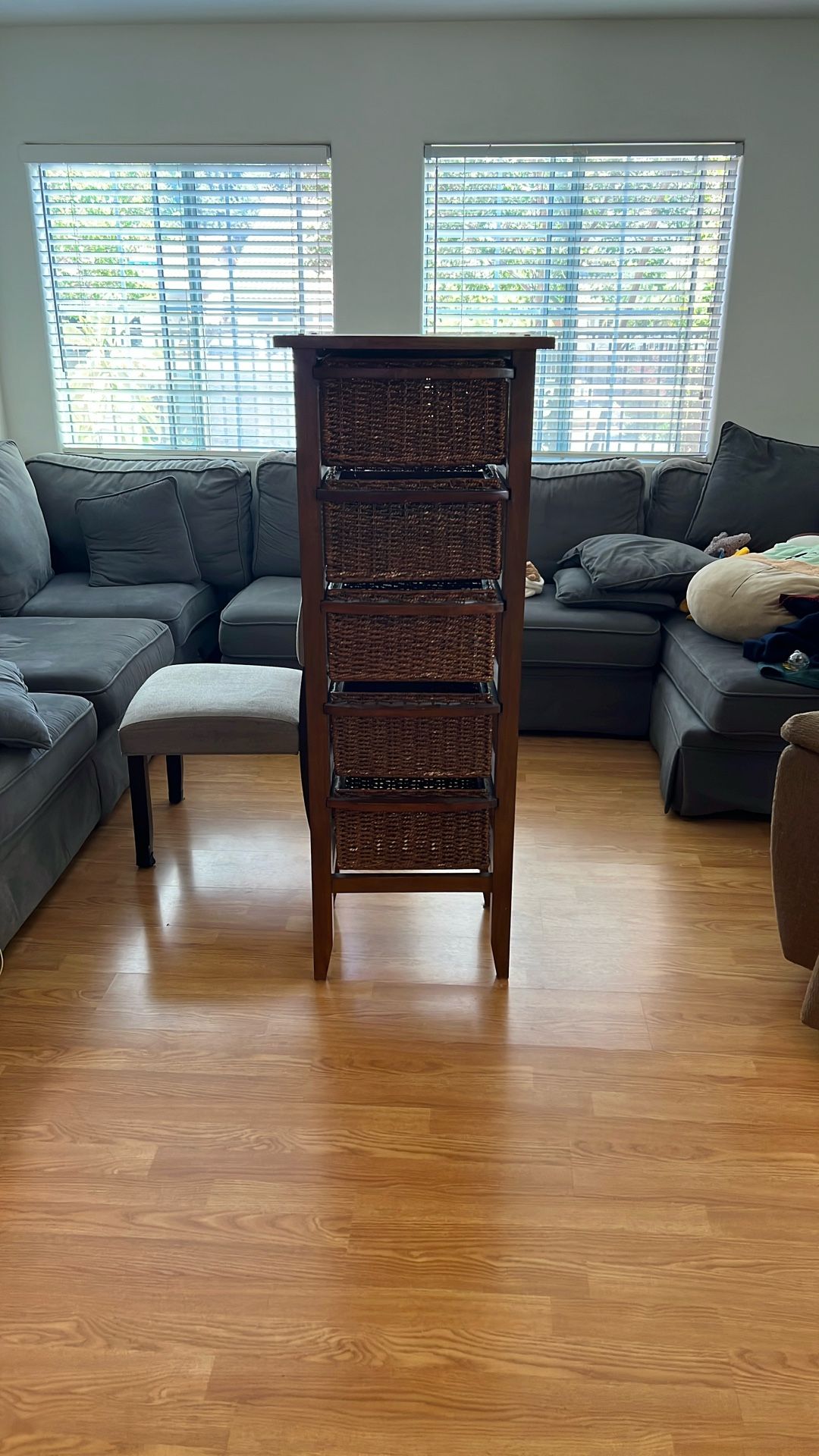 Wood Storage Unit Shelves Drawers Chest Pair