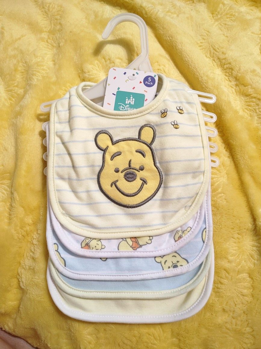 5-Set Winnie The Pooh Bibs - New