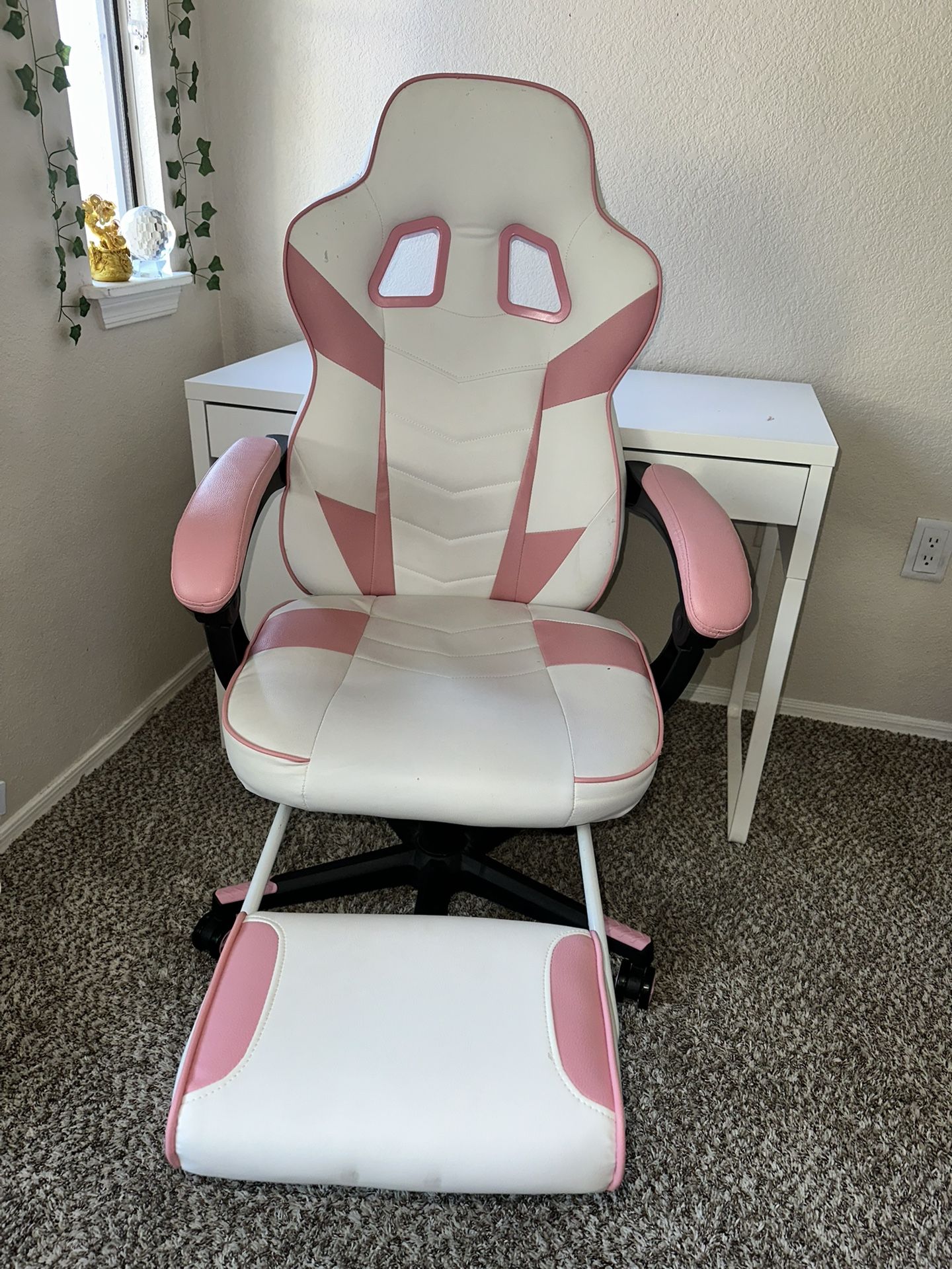 Pink And White Gaming Chair / Office/ Room Chair