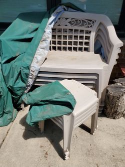 4 Benches (seats 2) and 4 side tables with outdoor covers