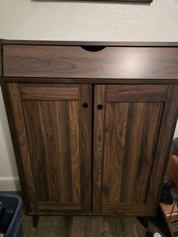 Cormier Brown MCM 1-Drawer Shoe Cabinet