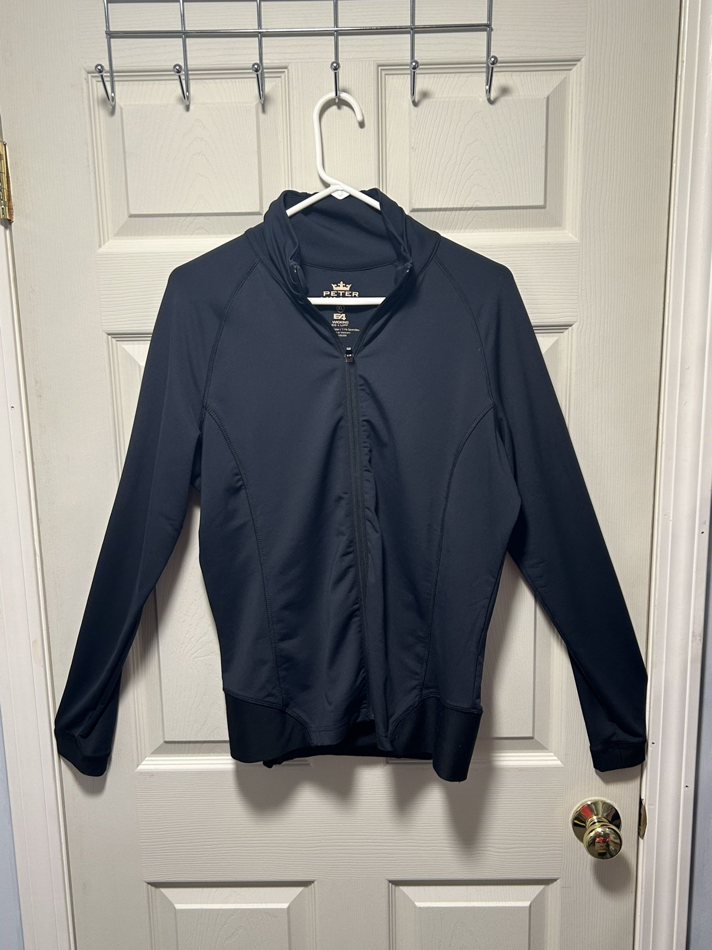 Peter Millar Full Zip Women’s Size XL Black Stretch Golf Jacket E4 Wicking UPF