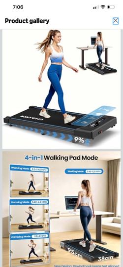 Walking Pad Treadmill for Home, 6.2MPH Under Desk Walking Pad with 9% Incline for Office Small Spaces, 2.75HP Quiet Running Machines, Remote Control,