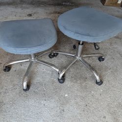 Adjustable rolling padded task chairs stools, 2 for $40
