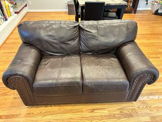 Brown Leather Loveseat